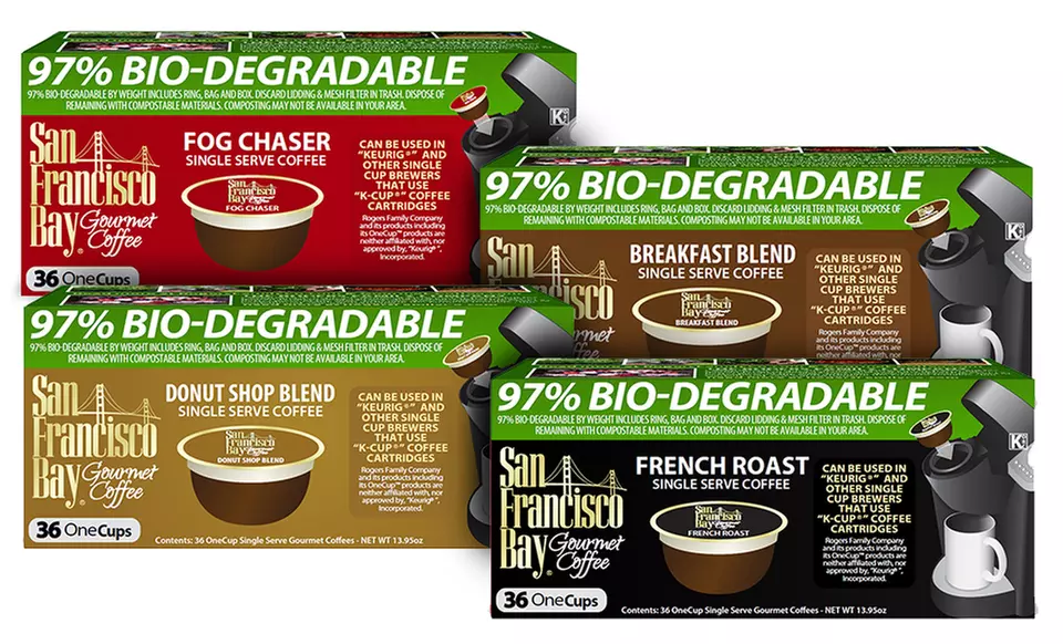 San Francisco Bay Single-Serve Coffee Pods; 4-Pack of 36ct. Boxes + 5% Back in Groupon Bucks. Multiple Roasts Available. - Primary Image