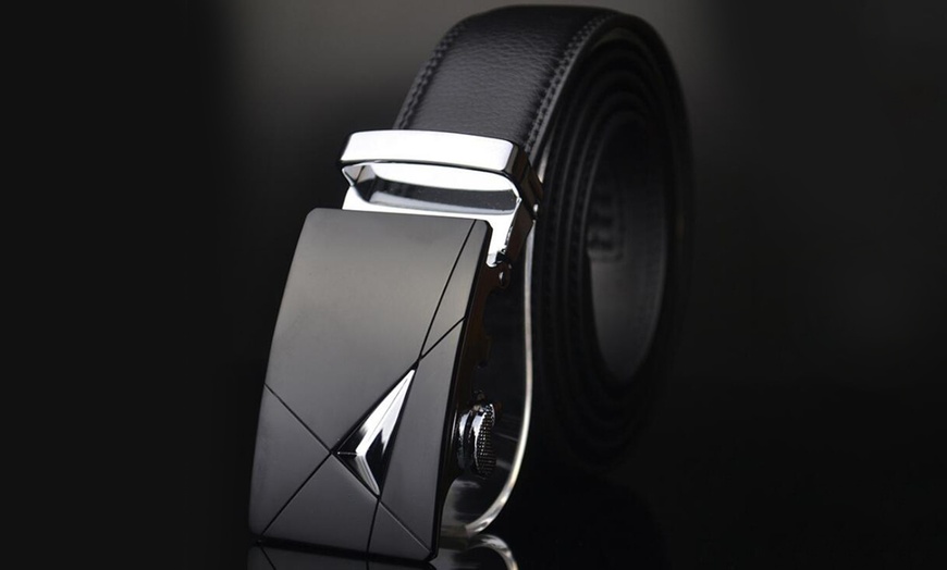 Image 3: Black Leather Belt