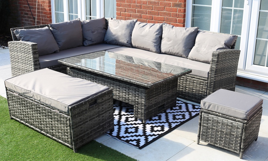 Image 11: Nine-Seater Rattan-Effect Corner Sofa Set