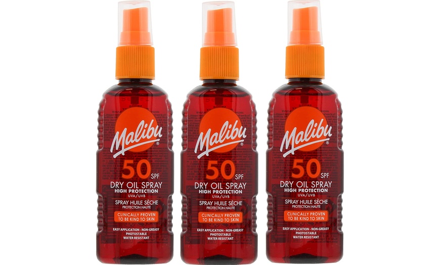 Image 5: Malibu SPF10, 15, 30, 50 Dry Oil Spray, After Sun Lotion or Gel 100ml