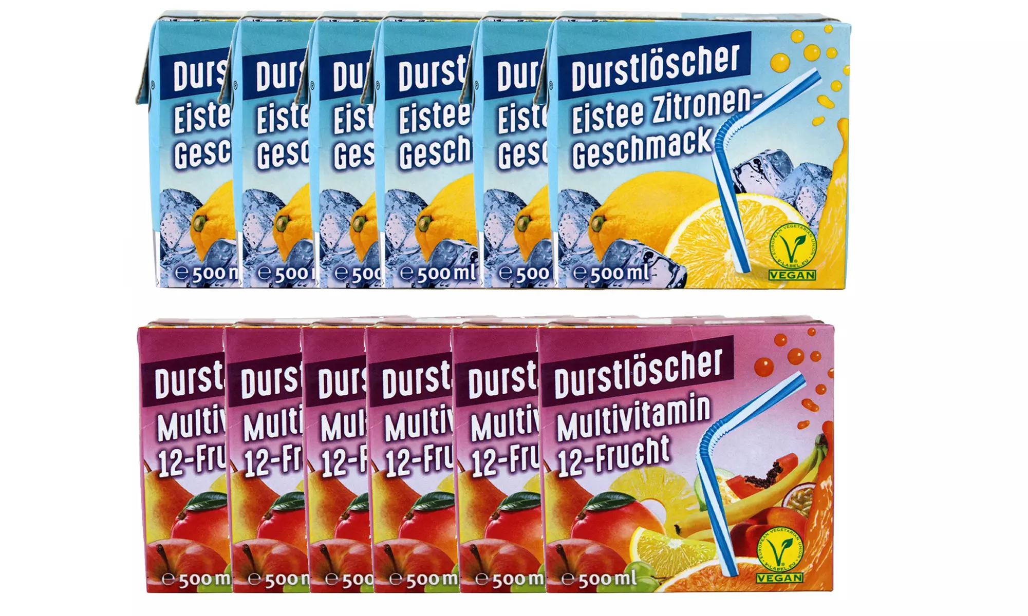 24x Durstlöscher Eistee Zitrone oder Mulit-Vitamin Fruchtsaftgetränk je 0,5 l - Primary Image