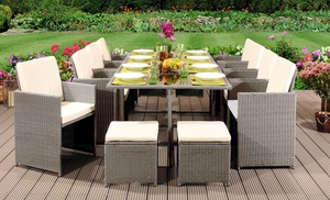 13-Piece Rattan-Effect Cube Dining Set with Optional Cover