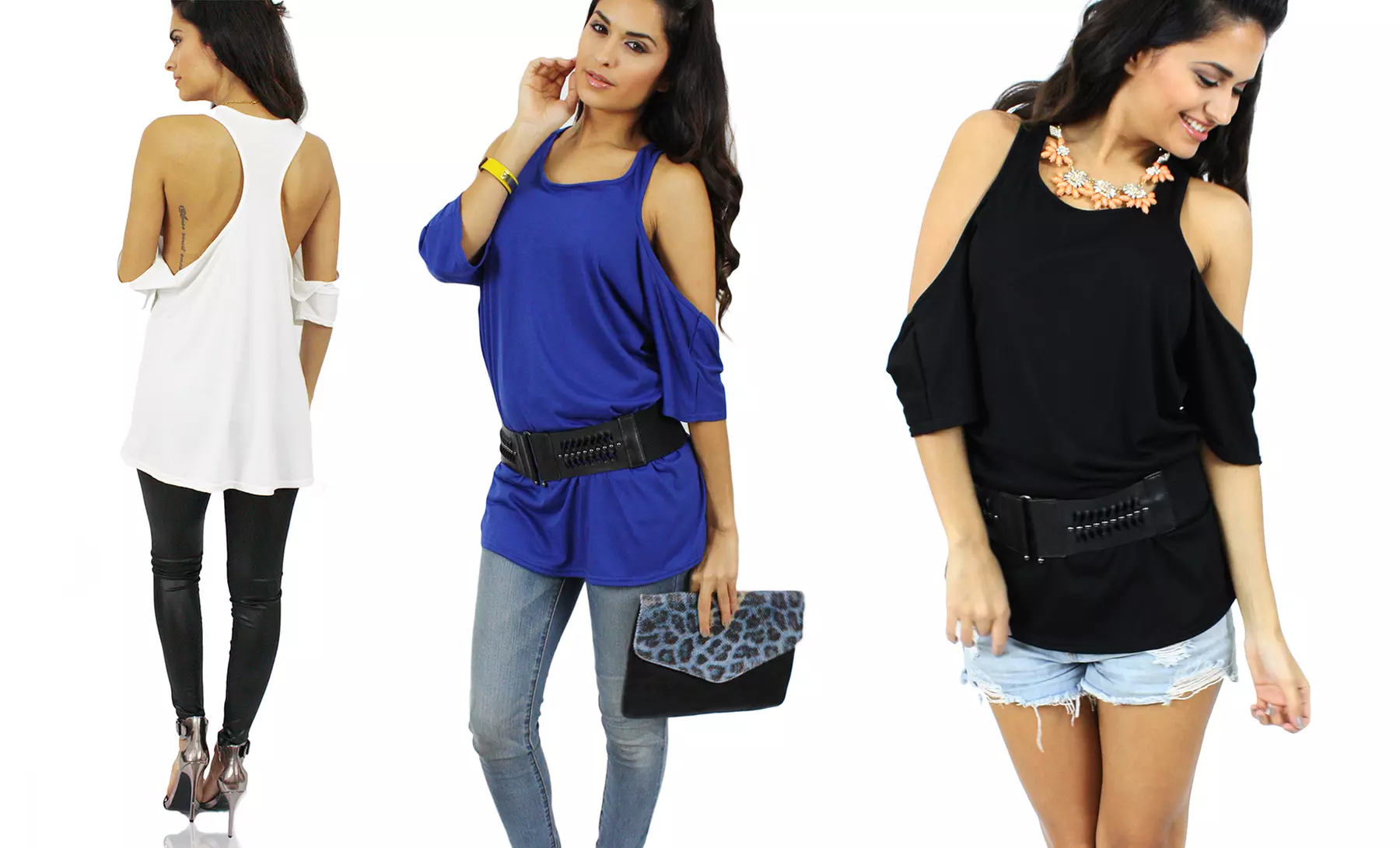 Oversized Racerback Top in Black, Blue, Grey, or White. Free Returns. - Primary Image