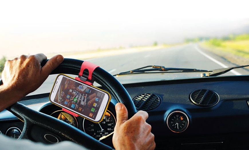 Image 3: Steering Wheel Smartphone Holder