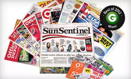 $10 for a One-Year Sunday Subscription to the "Sun Sentinel" ($208 Value) - Primary Image