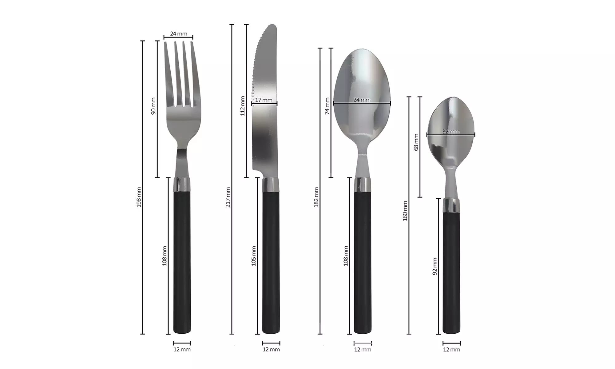 Set de 24 cubiertos de acero inoxidable con mango de colores