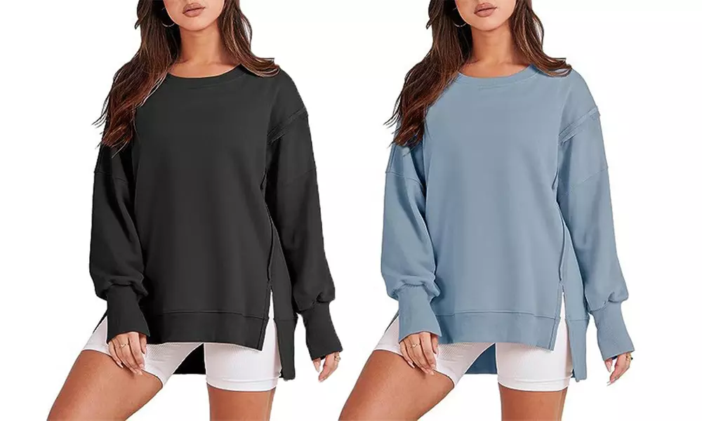 Sweatshirt ample avec fente latérale pour femme, taille et coloris au choix - Primary Image