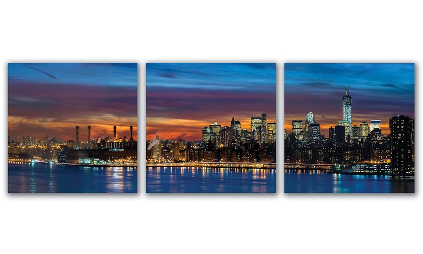 City Skylines at Night Triptychs | Groupon Goods