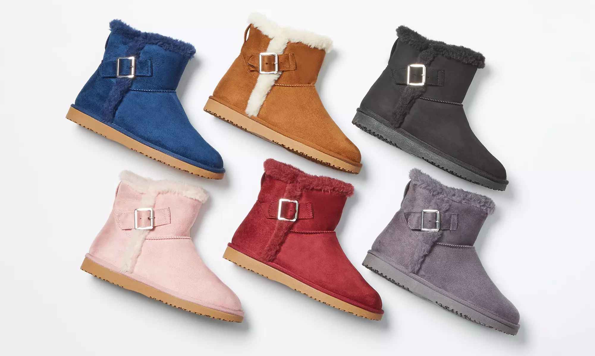 Floopi Warm Winter Boots for Women Classic Mid-Calf Cut Vegan Suede Faux Fur Anti-Skid Flat Sole - Primary Image
