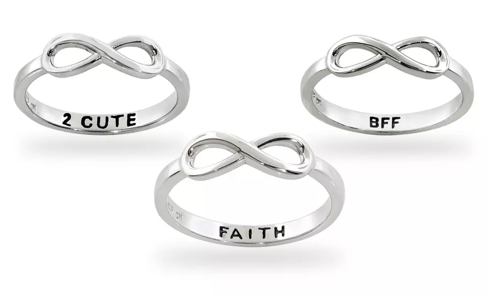 Sterling Silver Infinity Message Rings. Multiple Options Available. Free Returns. - Primary Image