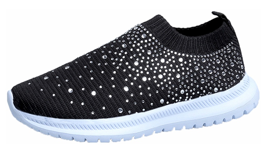 Image 2: Diamante Knitted Trainers