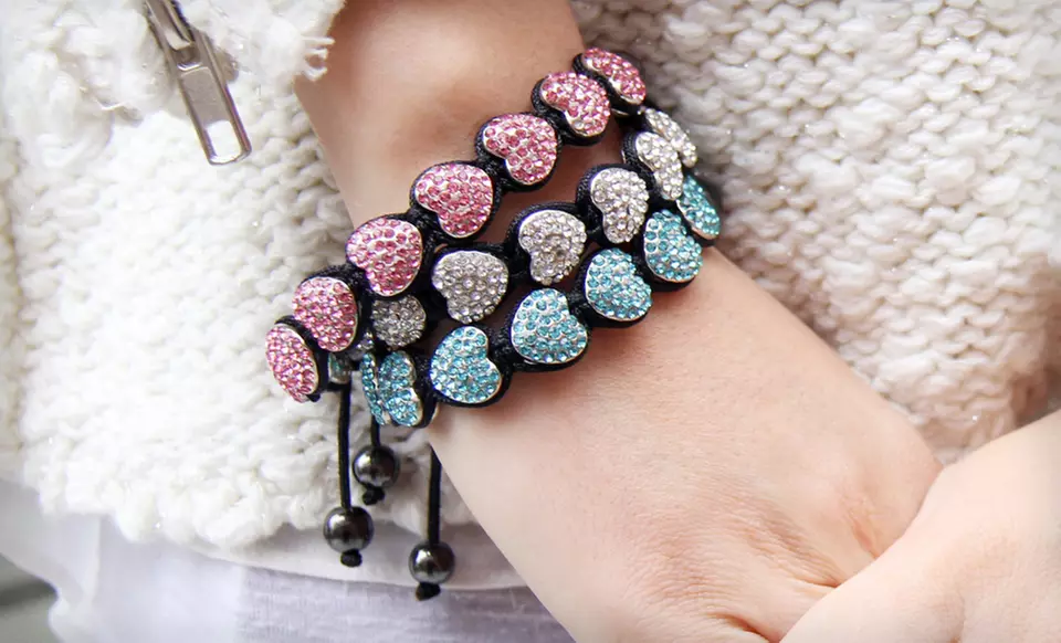 $10 for Heart Charm or Crystal Hearts and Gemstones Bracelet (Up to 75% Off). Multiple Colors Available. Free Returns. - Primary Image
