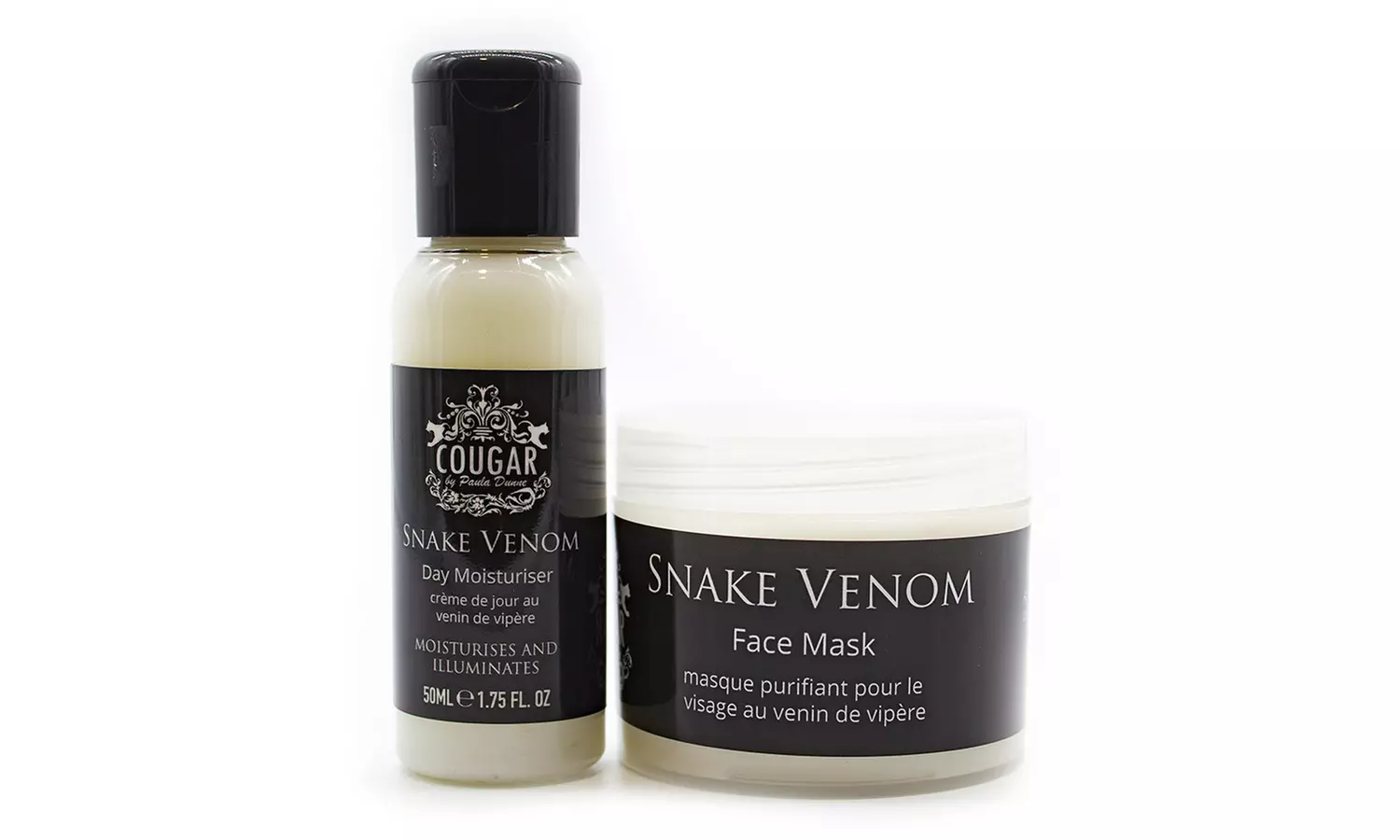 Pack de 2 soins pour visage au venin de vipère, crème de jour et masque purifiant, de la marque Cougar - Primary Image