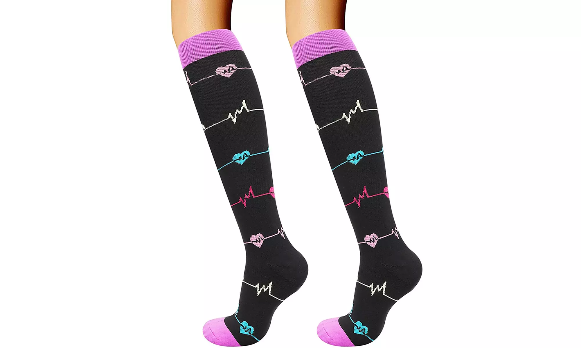 Kniehohe Kompressionsstrümpfe mit Muster nach Zufallsprinzip - Second Medium