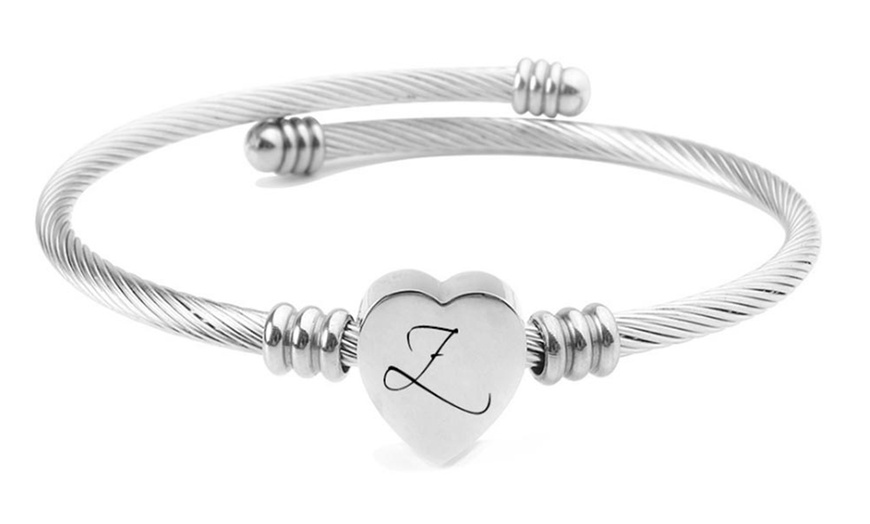 Image 27: Heart Cable Initial Bracelet