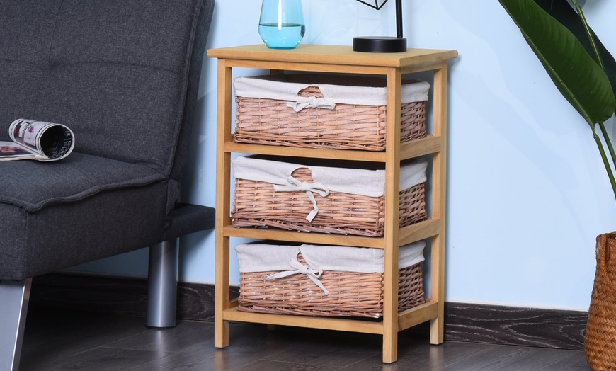 Image 2: HomCom Wicker Basket Drawers
