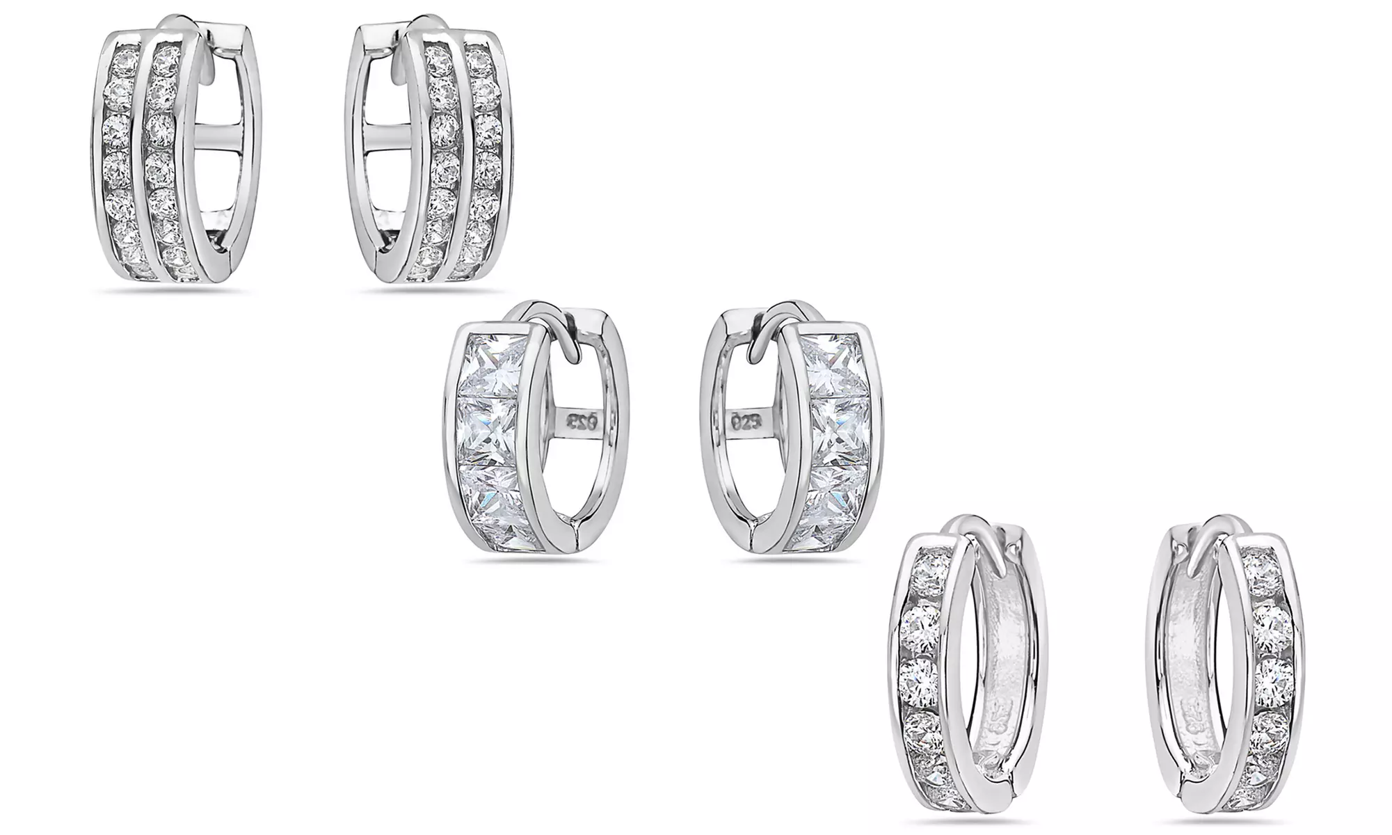 Sterling Silver Crystal Huggie Earrings with Swarovski Elements - Primary Image