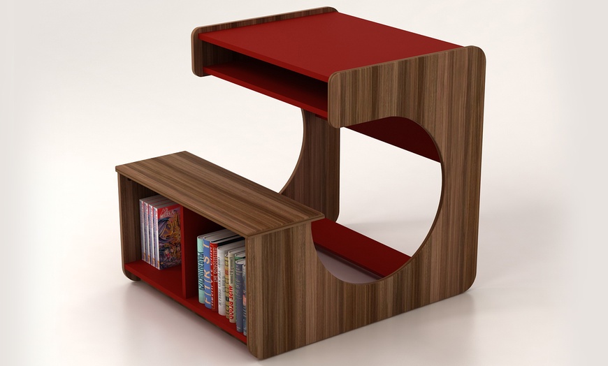 Image 3: Desk with Integrated Bookshelf