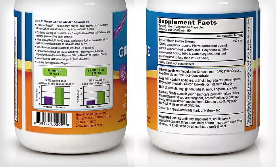 One, Two, or Three Bottles of Nutrigold Svetol Green-Coffee-Bean Extract (Up to 75% Off). Free Shipping. - Second Medium