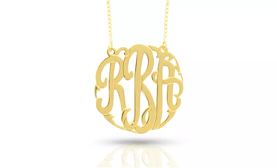Personalized Sterling Silver Monogram Necklace from Monogram Online. Multiple Styles Available. - Second Medium