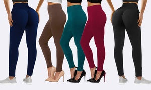 One or Two Pairs of Women's Seamless High Waist Fleece-Lined Leggings