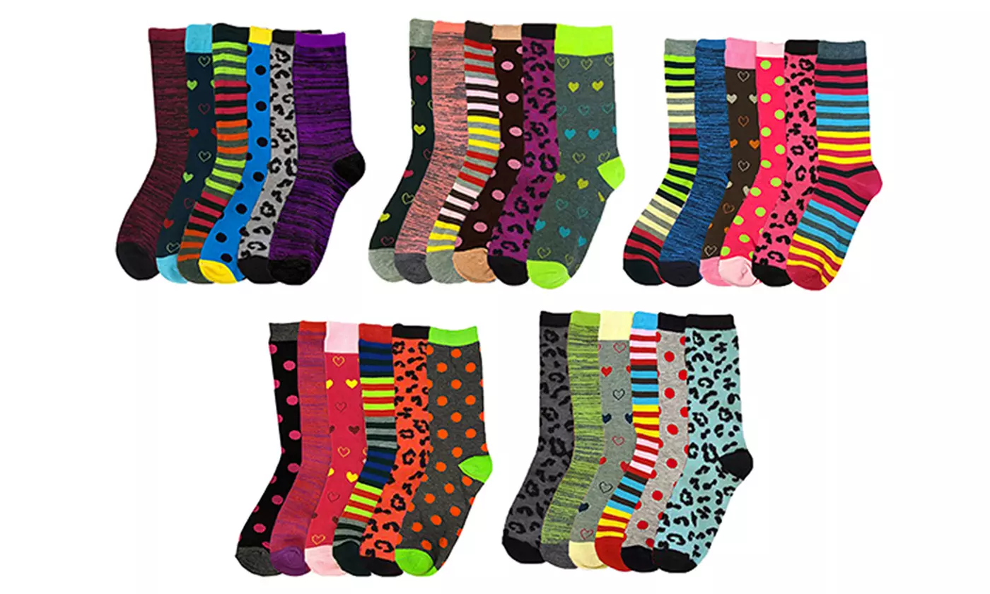 Women's Assorted Crew Socks (30 Pairs) - Primary Image