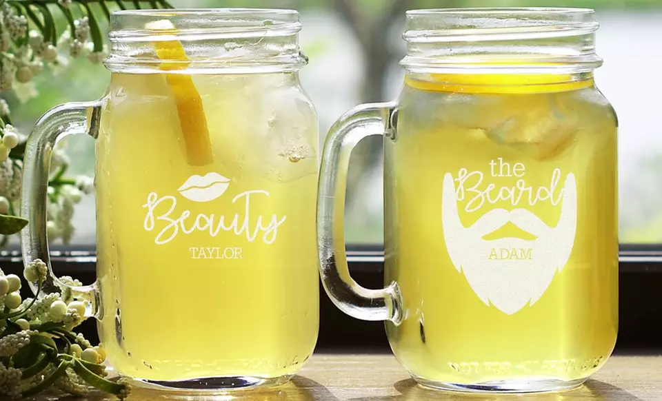 Personalized Couples Mason Jar Set (2-Piece) from GiftsForYouNow.com (Up to 62% Off) - Primary Image