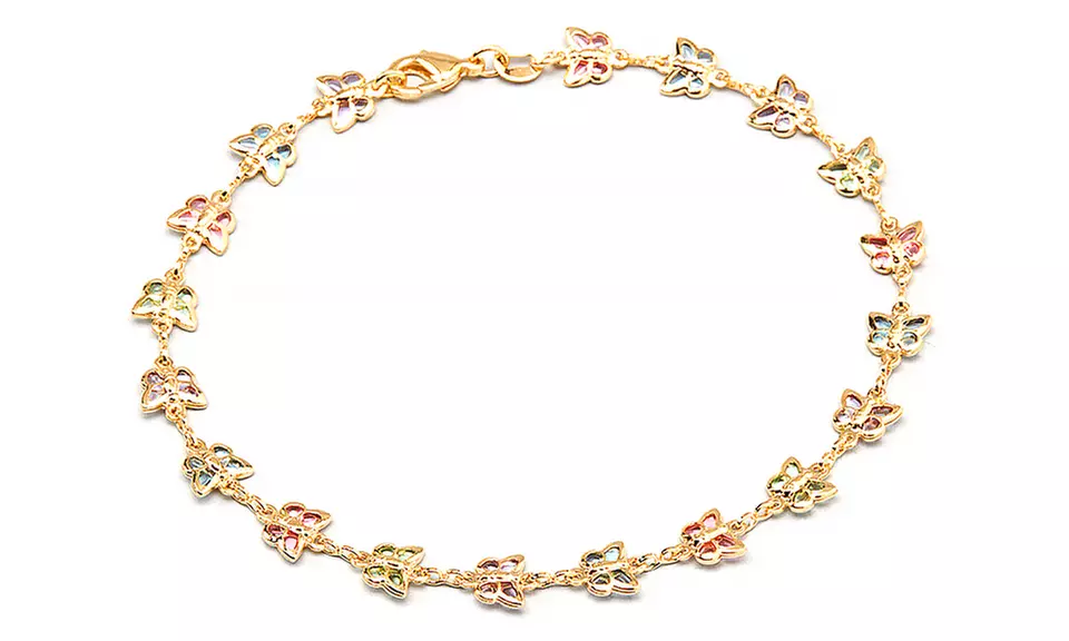 Pastel Butterfly Anklet with Swarovski Elements - Primary Image