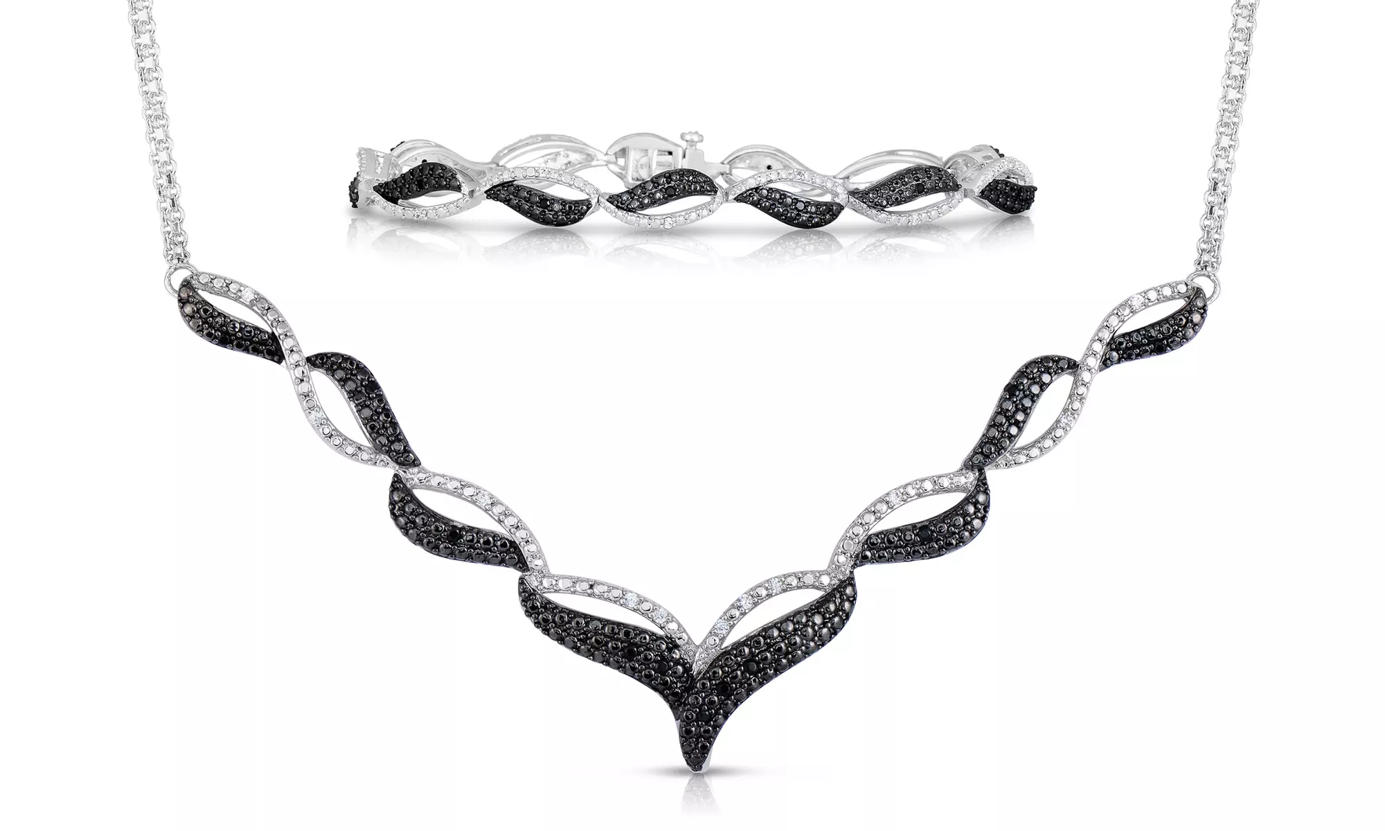 1/4 CTTW Black and White Diamond Necklace or Bracelet - Primary Image