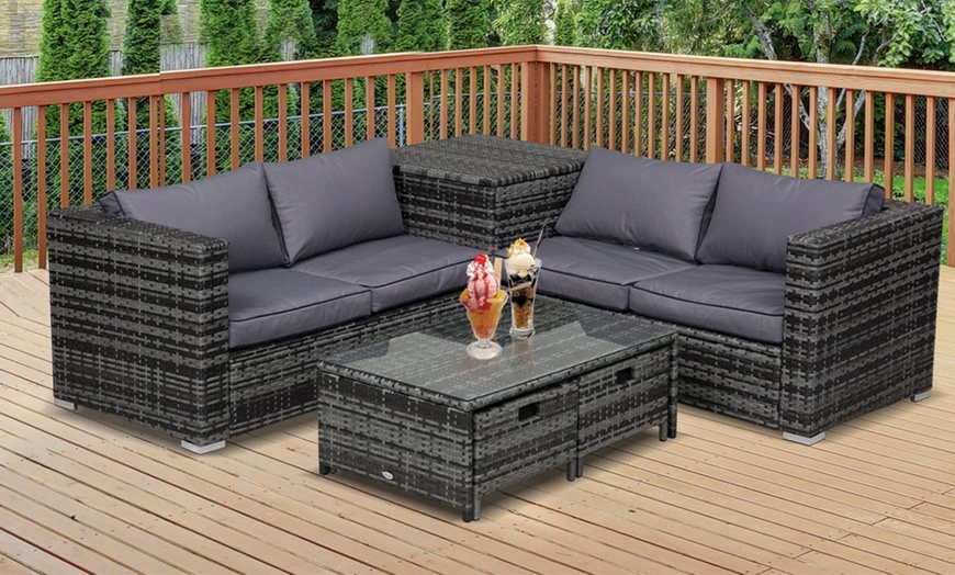 Image 2: Outsunny Four-Piece Rattan-Effect Outdoor Furniture Set