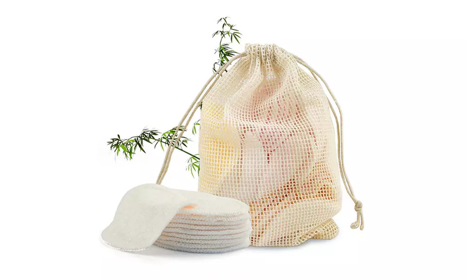 Jusqu'à 4 packs de 12 lingettes démaquillantes lavables en machine, en coton et bambou - Primary Image