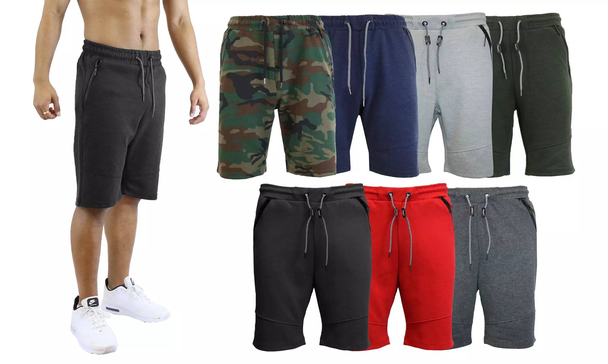Men's Tech Fleece Slim Fit Jogger Lounge Shorts. Multiple Styles Available. - Primary Image