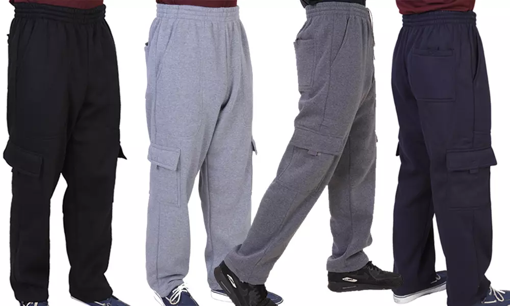 Maxxsel Oscar Sports Men's Straight Bottom Cargo Fleece Sweatpants (S-5XL) - Primary Image