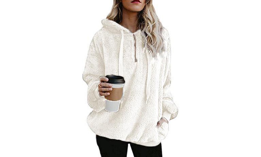 Image 3: Women's Fleece Hooded Sweater