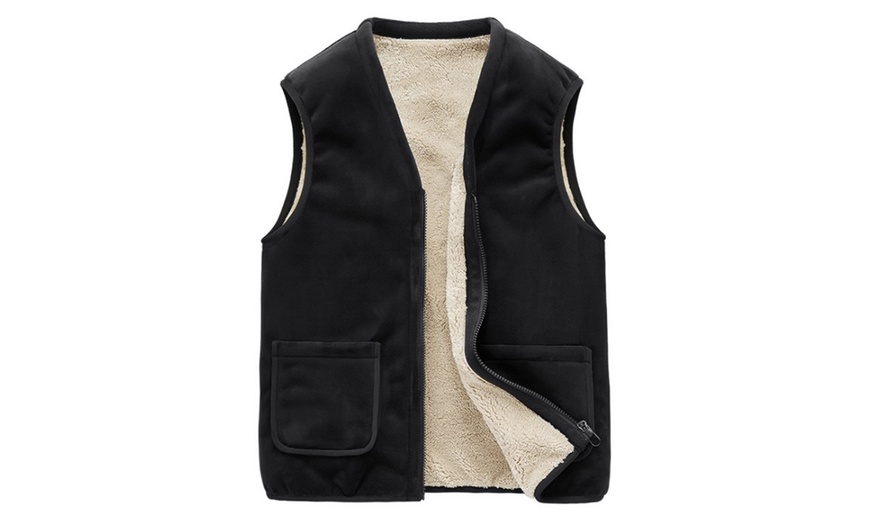 Image 4: Men's Winter Leisure Plush Warm Waistcoat 