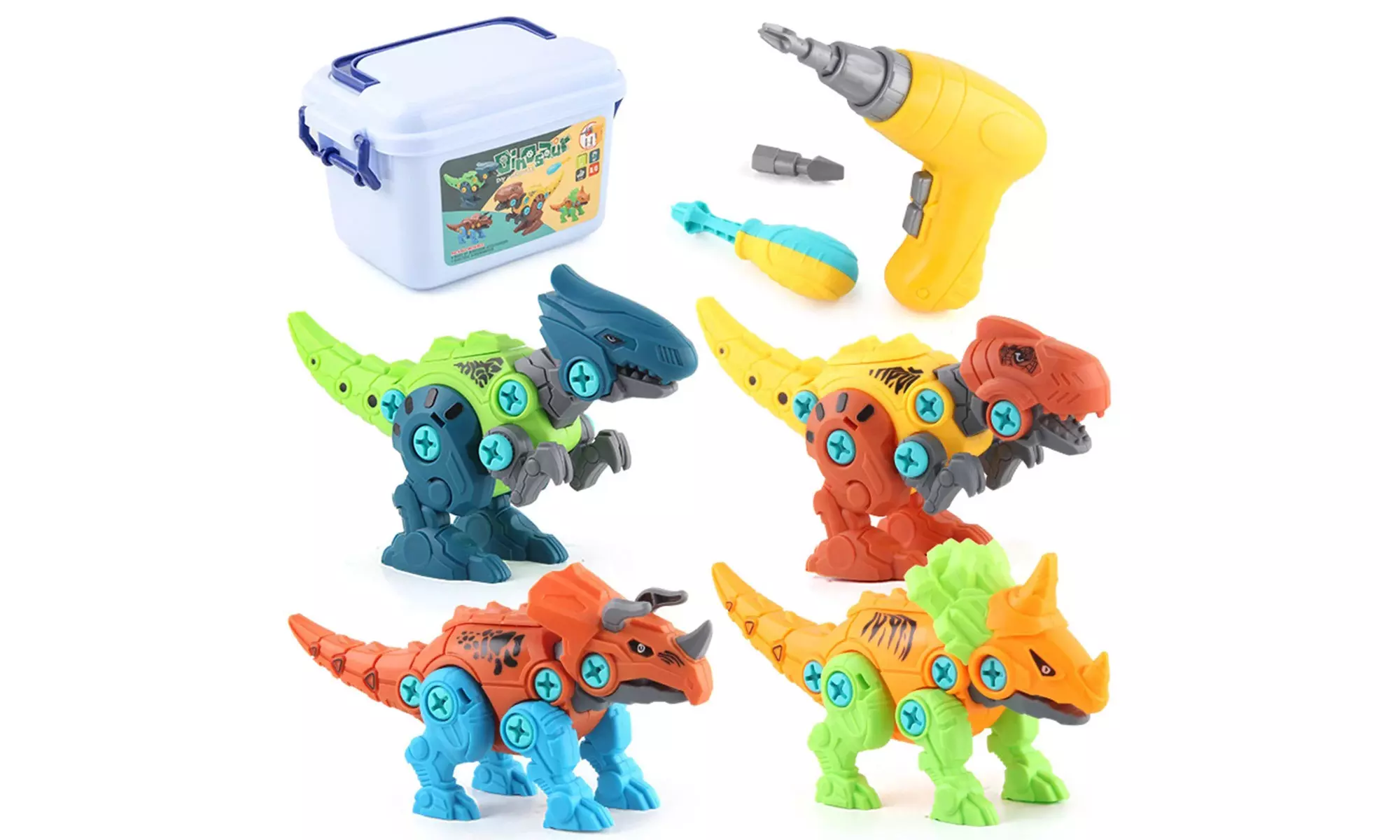 1x oder 2x 4er-Set Dinosaurier-Bauspielzeug