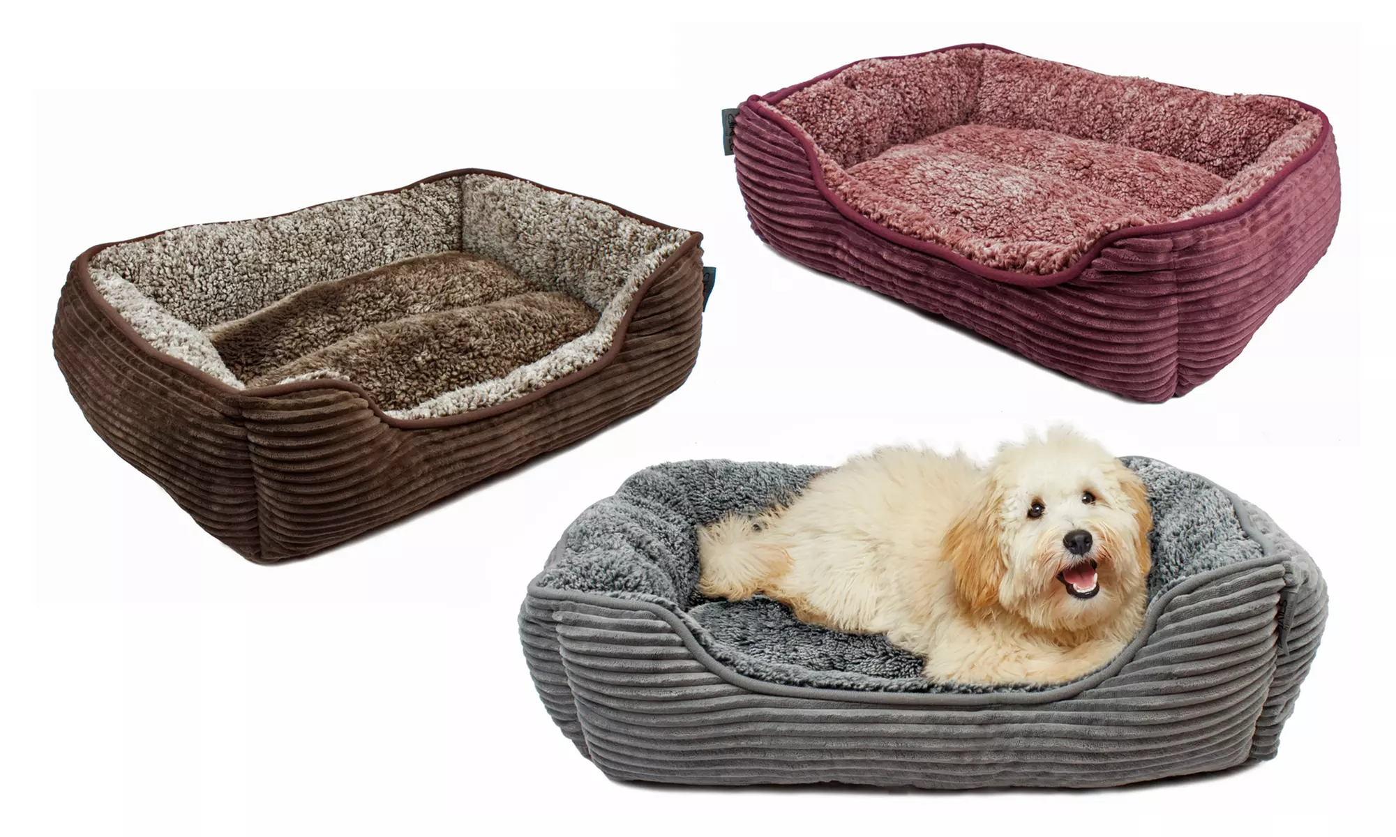 Super Plush Corduroy Sherpa Cuddler Pet Bed - Primary Image