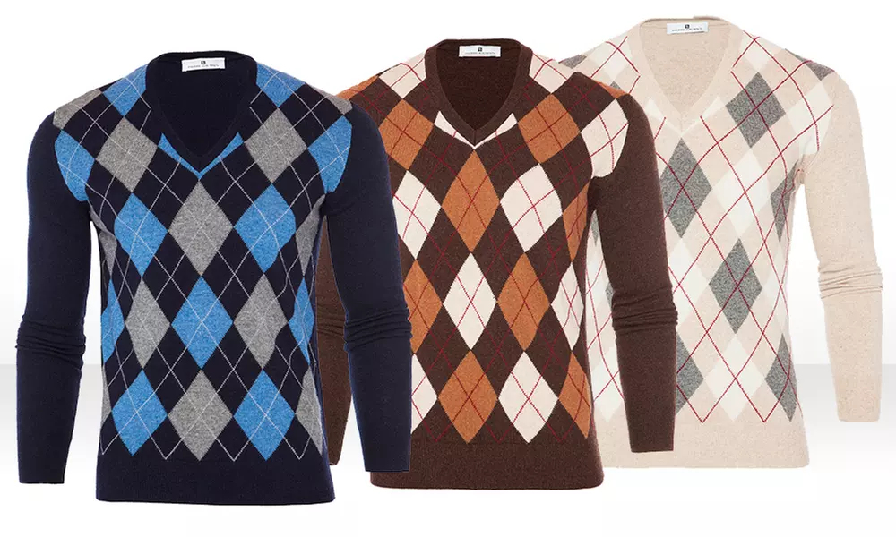 Pierre Balmain Herren-Rautenpullover aus Lana-Wolle und Kaschmir in verschiedenen Farben für 39,95 € (71% sparen) - Primary Image