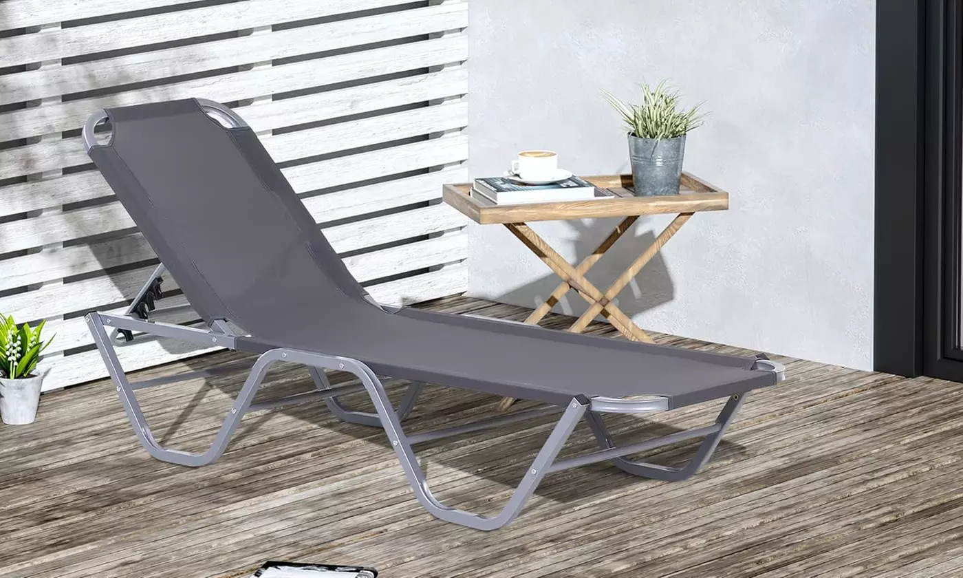 Outsunny Sun Lounger Recliner with Five Position Adjustable Backrest - Primary Image