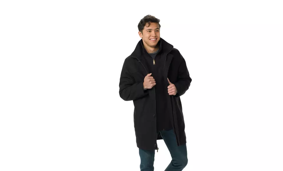 Joseph Abboud Men's Ticking Car Coat. Multiple Options Available. Free Returns.  - Second Medium