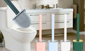 Flexible Silicone Toilet Brush with Holder