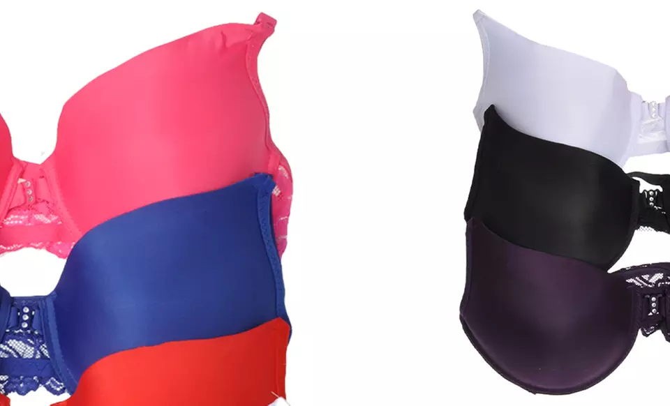 Lace-Back Racerback Bra in Assorted Colors (6-Pack) - Second Medium