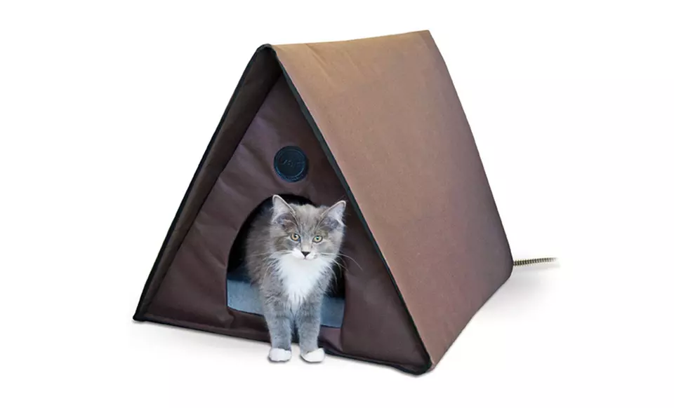 Outdoor Heated Multi-Kitty A-Frame Chocolate House - Second Medium