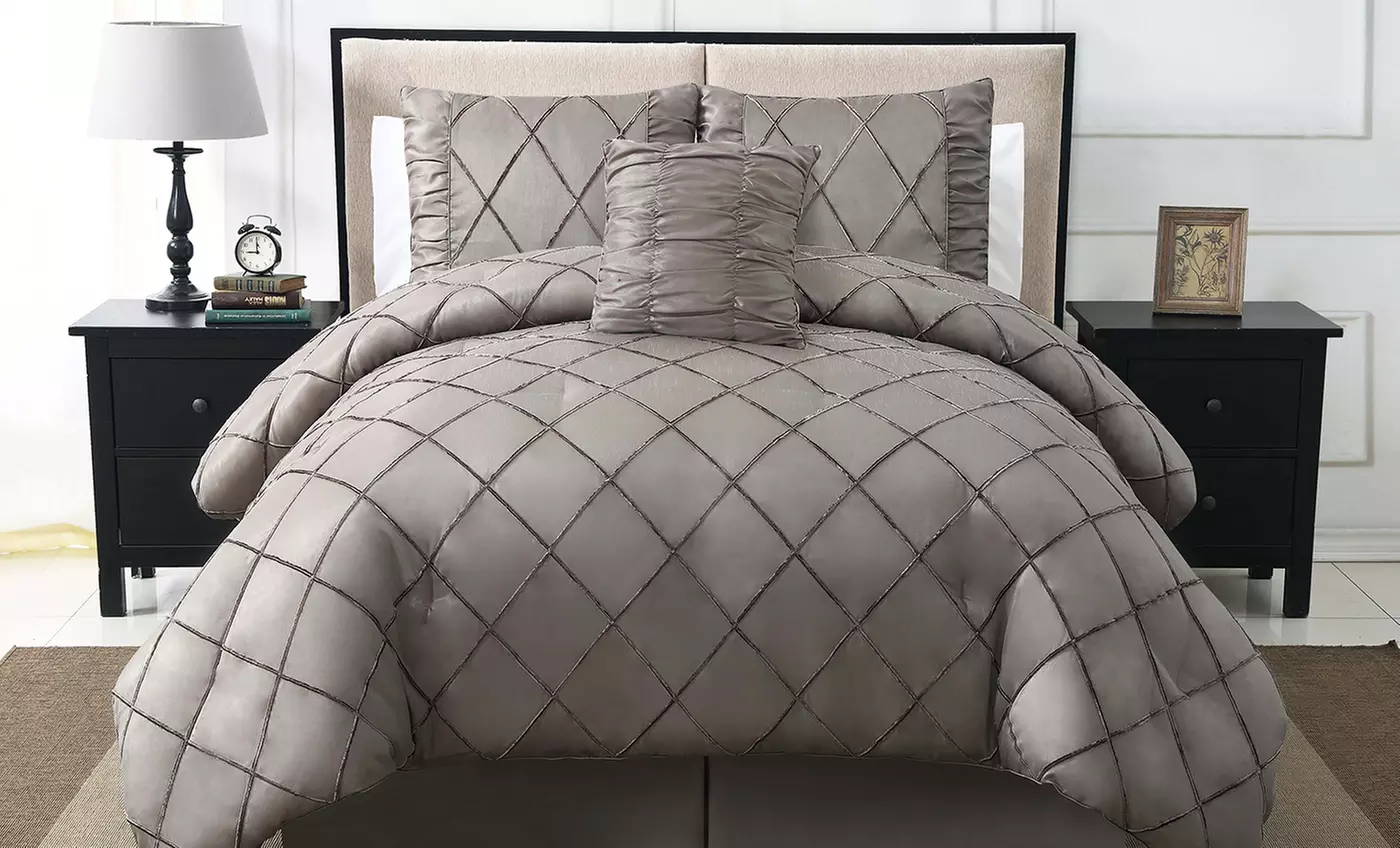 4 Piece Embroidered and Embellished Comforter Set - Primary Image