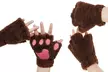 1x oder 2x Fingerlose Pfoten-Handschuhe in Schwarz, Braun oder Beige - Second Medium