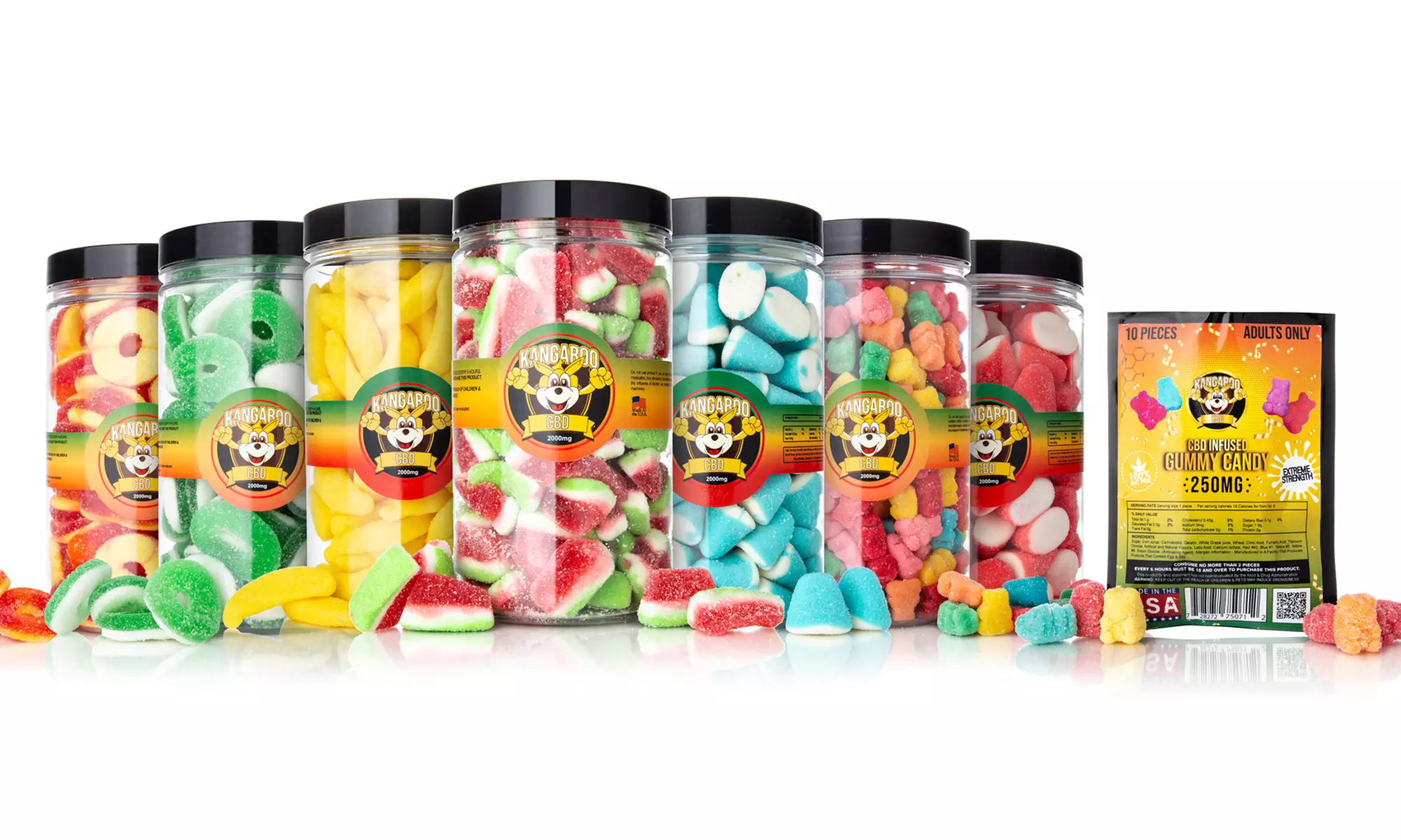 High-Strength Organic CBD Gummies from Kangaroo CBD (2000mg, 3000mg or 5000mg with Free 250mg Pack) - Primary Image