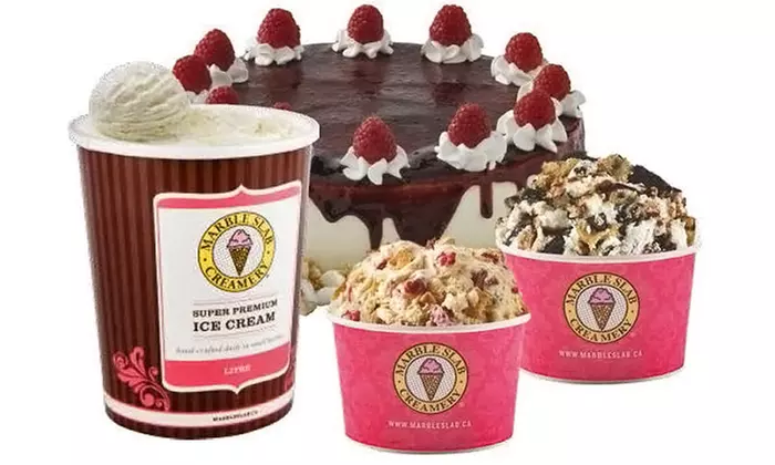Two Small Ice Creams, Two Pre-Packaged Litres, or Ice Cream Treats at Marble Slab Creamery (Up to 46% Off) - Primary Image