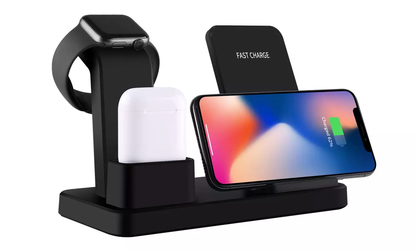 Station de charge induction 3 en 1 compatible iPhone, AirPods® et Apple Watch - Primary Image