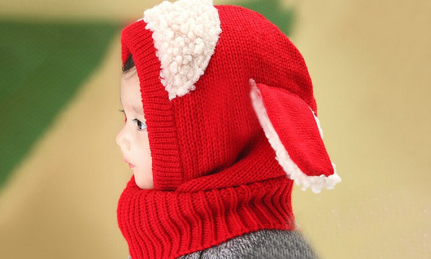 Image 4: Kid's Animal Knitted Hooded Scarf