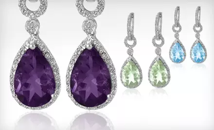 $39 for a Pair of Gemstone and Diamond Earrings ($165 Value). Six Colors Available. Shipping Included. - Primary Image